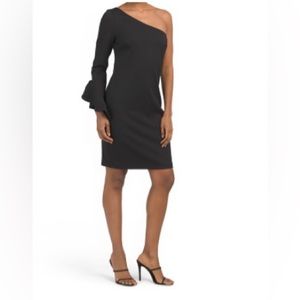 Trina Turk Kadinsky One Shoulder Bell Sleeve Cocktail Dress NWT